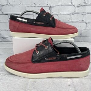 COOGI Australia Men's Boat Shoes Size 10.5 Red Black CM1312 Canvas Faux Leather‎